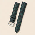 Green Shark Leather Watch Strap leather watch strap, flat lay