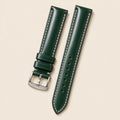Green Shell Cordovan Leather Watch Strap leather watch strap, flat lay