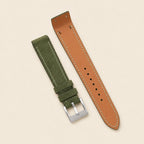 Green Suede Fixed Bars Leather Watch Strap leather watch strap, flat lay