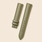 Green Waxed Leather Watch Strap leather watch strap, flat lay