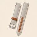 Greige Canvas Watch Strap leather watch strap, flat lay
