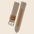 Grey & Brown Sailcloth Rubber Watch Strap leather watch strap, flat lay