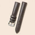 Grey Lizard Leather Watch Strap leather watch strap, flat lay