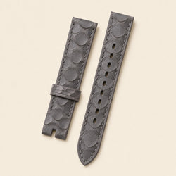 Grey Python Leather Watch Strap leather watch strap, flat lay