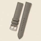 Grey Saffiano Leather Watch Strap leather watch strap, flat lay