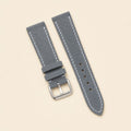 Grey Suede Leather Watch Strap leather watch strap, flat lay