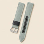 Greyish Blue Canvas Watch Strap leather watch strap, flat lay