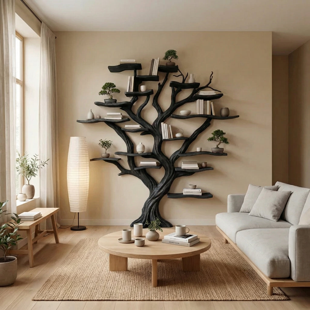 Carved Solid Wood Tree Branch Bookshelf for Feature Walls - view 4