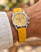 Golden Yellow Smooth Ostrich Leather Watch Strap – Handstitched