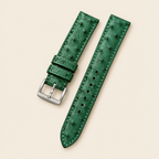 Jade Green Ostrich Leather Watch Strap – Handstitched
