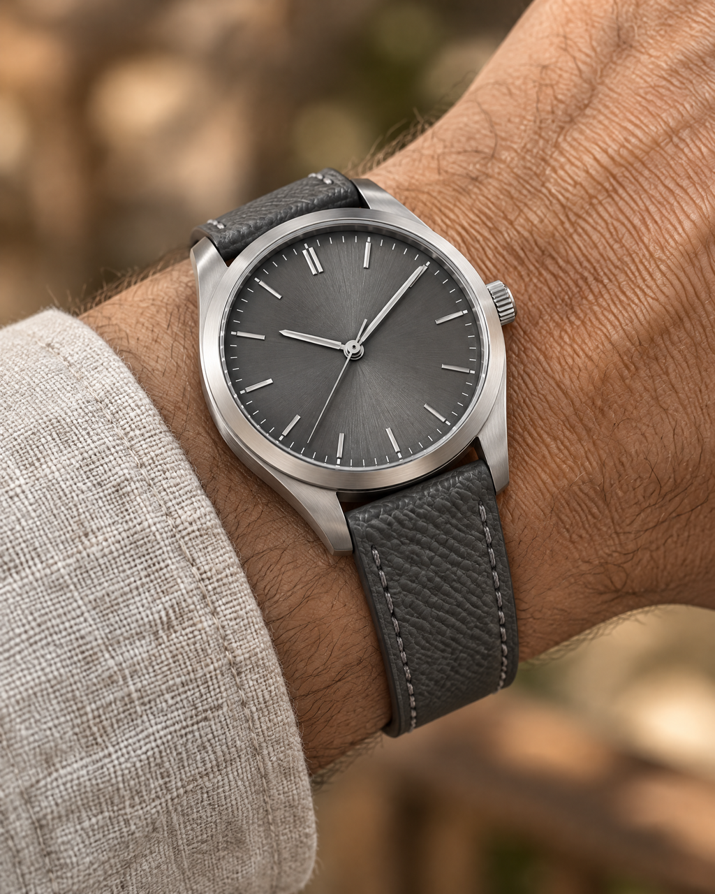 Graphite Gray Togo Leather Watch Strap – Handstitched