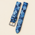 Sky Blue Navy Camo Ostrich Leather Watch Strap – Handstitched