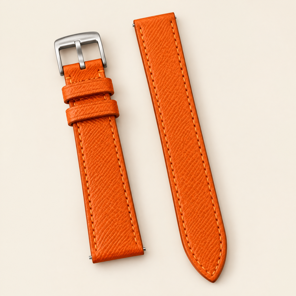Orange Epsom Leather Watch Strap – Handstitched