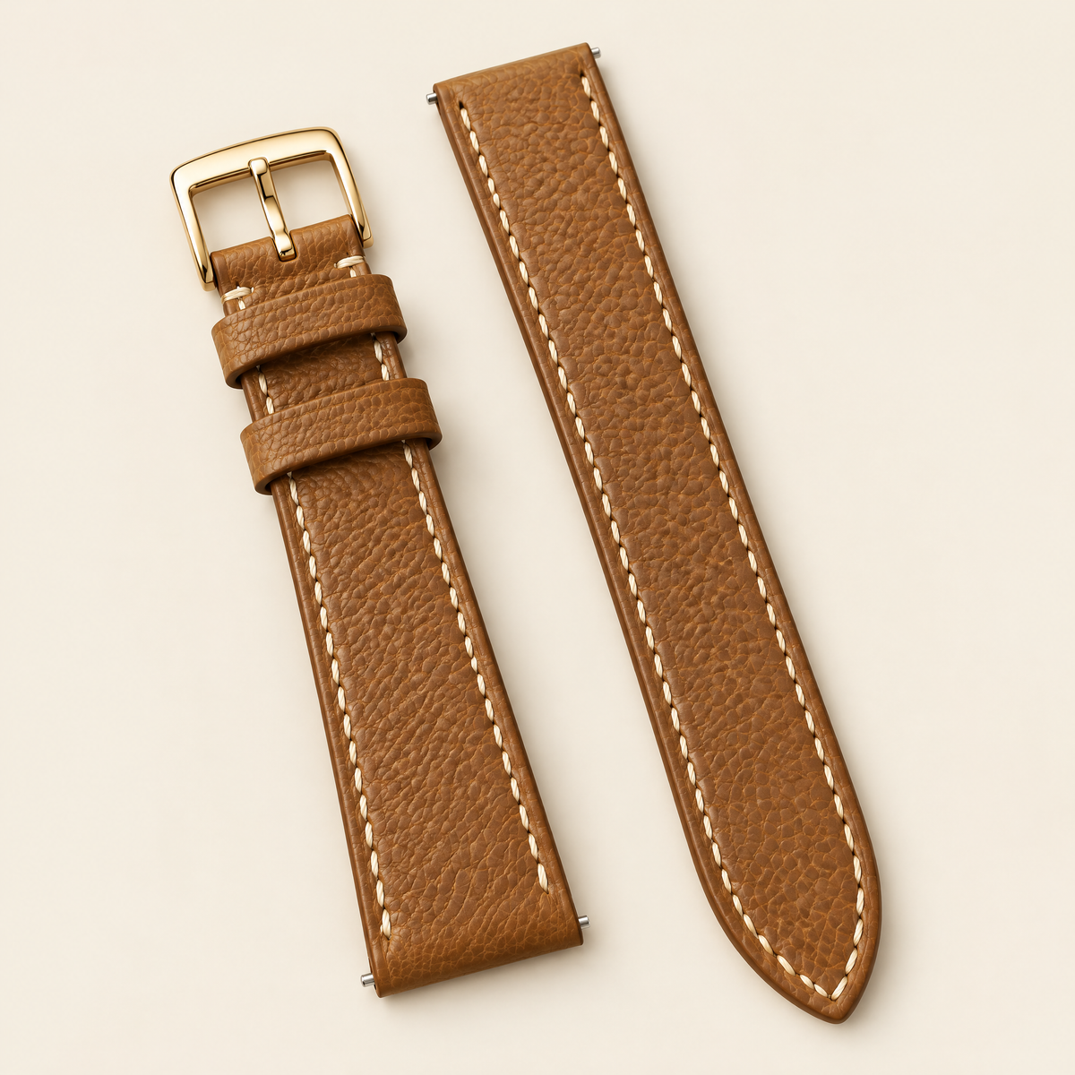 Gold Caramel Togo Leather Watch Strap – Handstitched