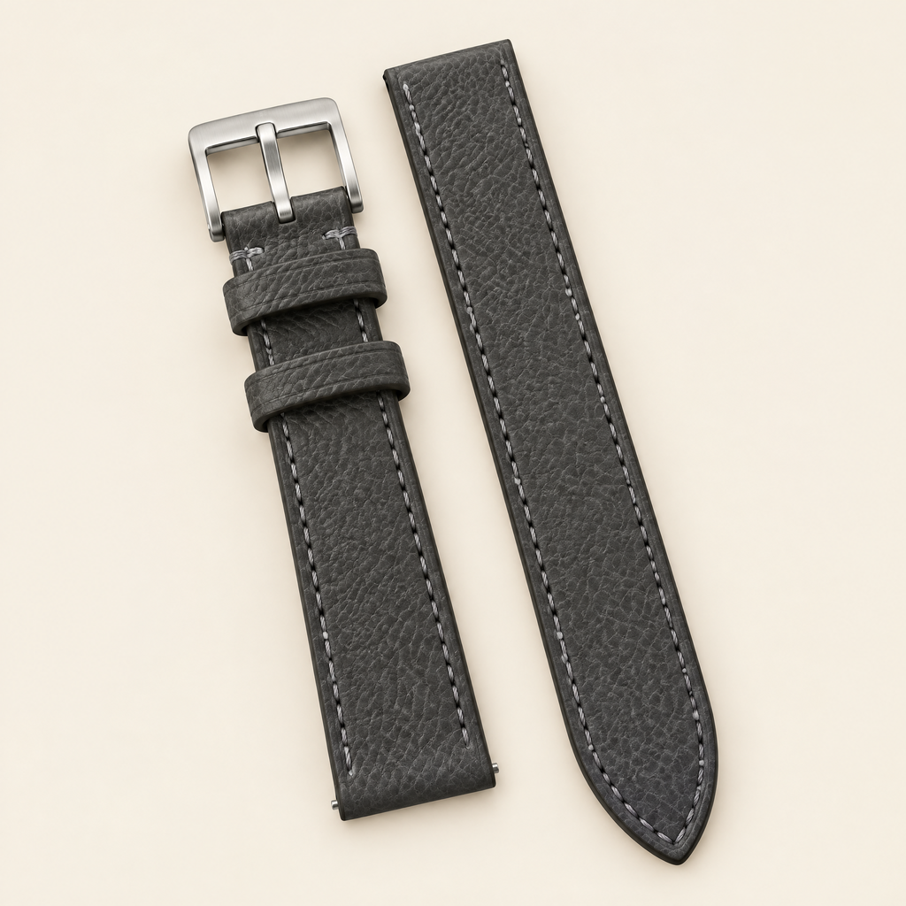 Charcoal Gray Babele Leather Watch Strap – Handstitched