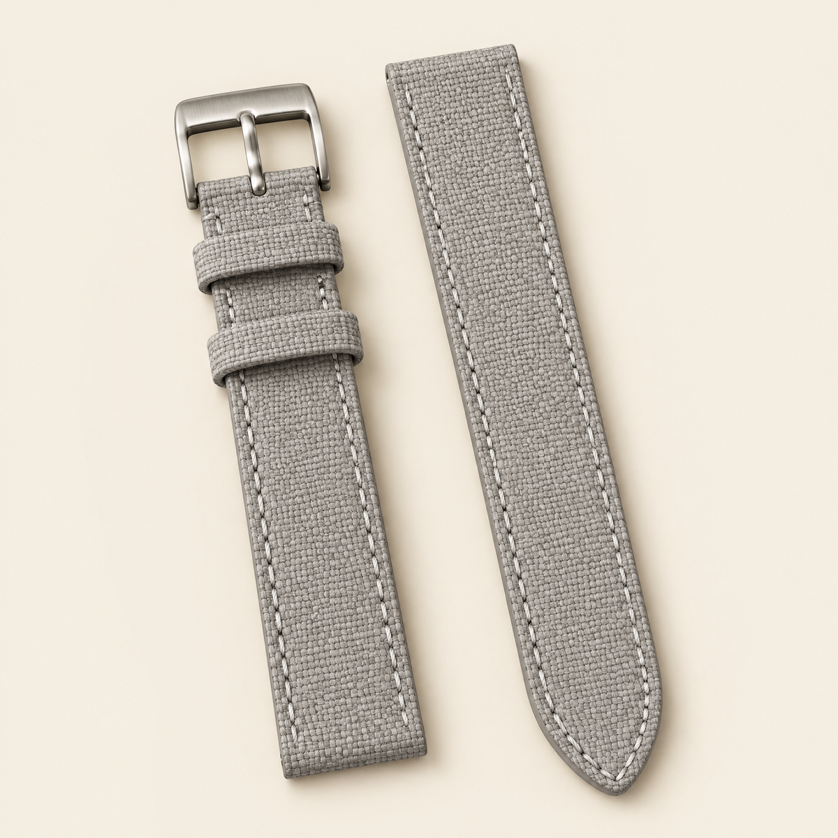 Light Gray Sailcloth Canvas Watch Strap – Handstitched