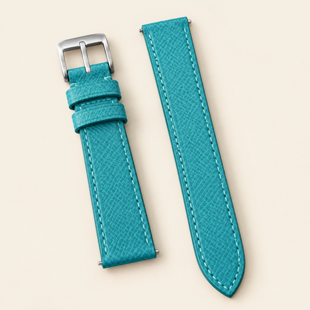 Turquoise Epsom Leather Watch Strap – Handstitched