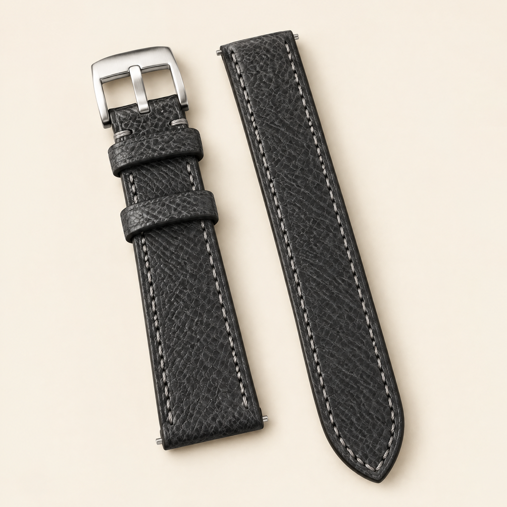 Black Gray Shark Leather Watch Strap – Handstitched