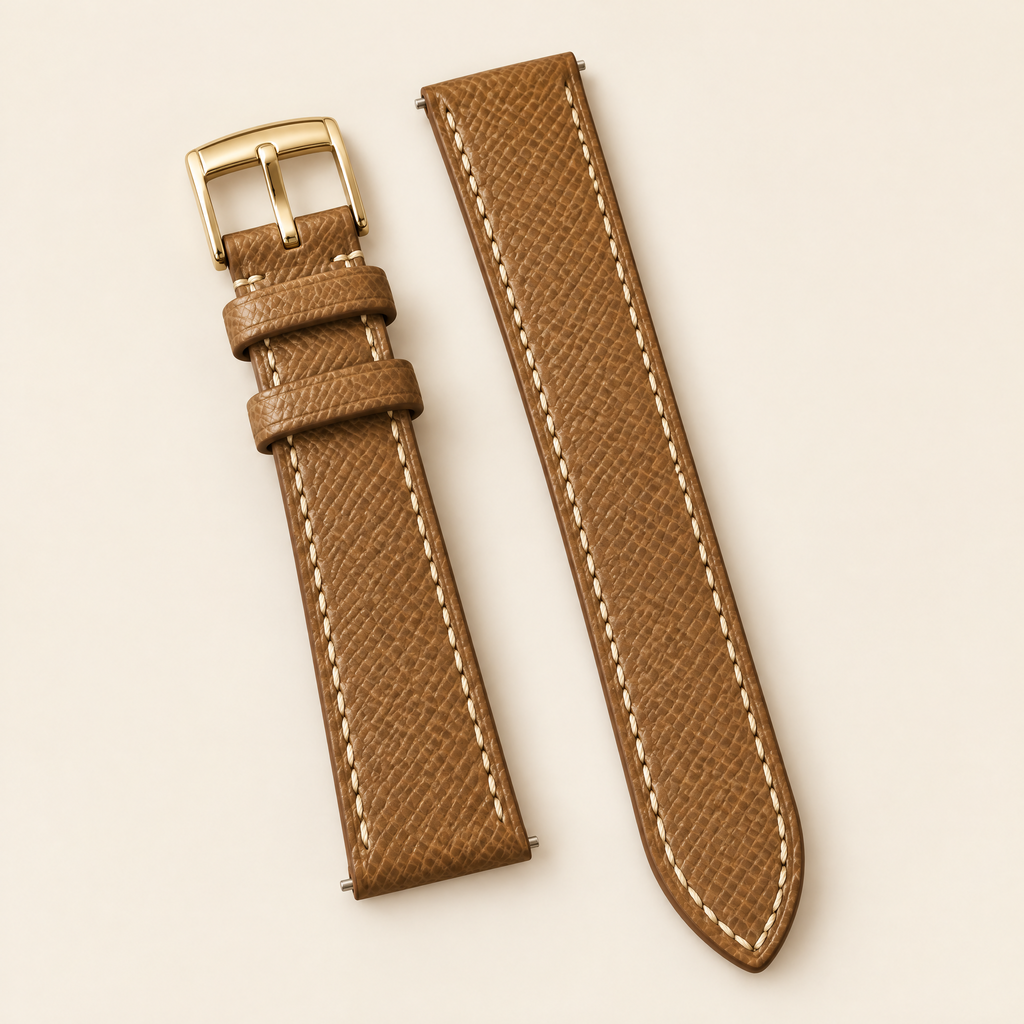 Gold Caramel Epsom Leather Watch Strap – Handstitched