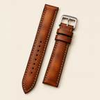 Cognac Brown Hand-Dyed Patina Leather Watch Strap Vegetable Tanned – Hand-Finished