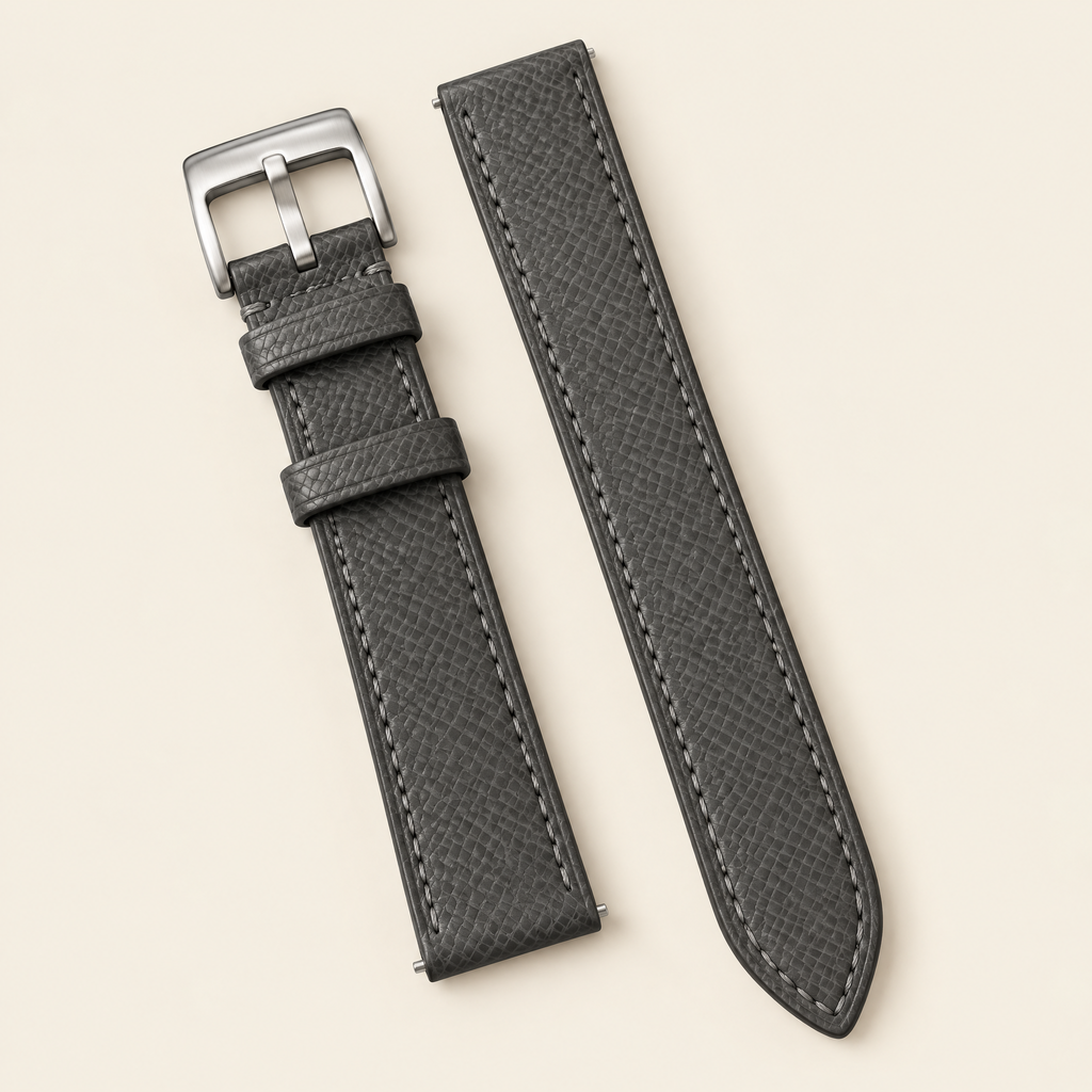 Graphite Gray Epsom Leather Watch Strap – Handstitched