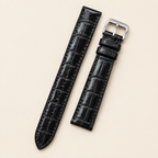 Black Round Scale Alligator Leather Watch Strap – Handstitched