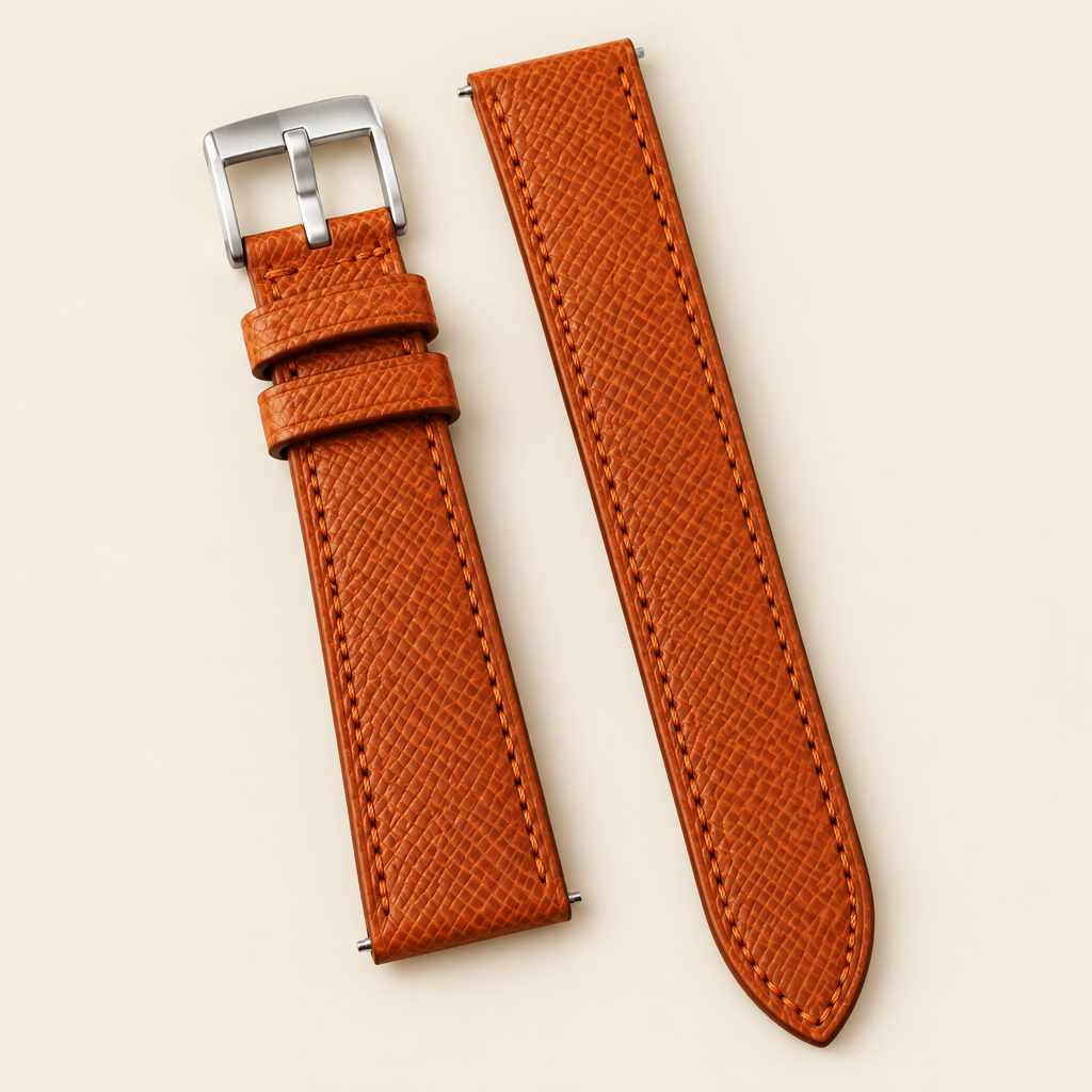 Burnt Orange Epsom Leather Watch Strap – Handstitched