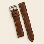 Vintage Brown Waxed Pull-Up Leather Watch Strap – Handstitched