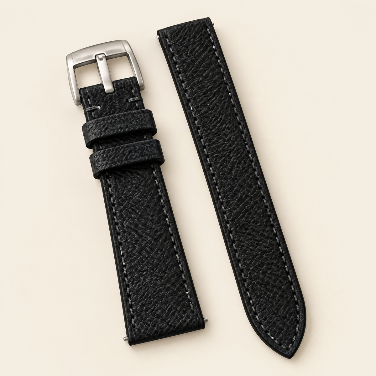 Black Shark Leather Watch Strap – Handstitched