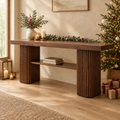 Halden Fluted Console Table in a Christmas living room