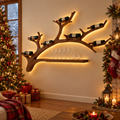Rowan Branch Wine Wall with Light in a Christmas living room