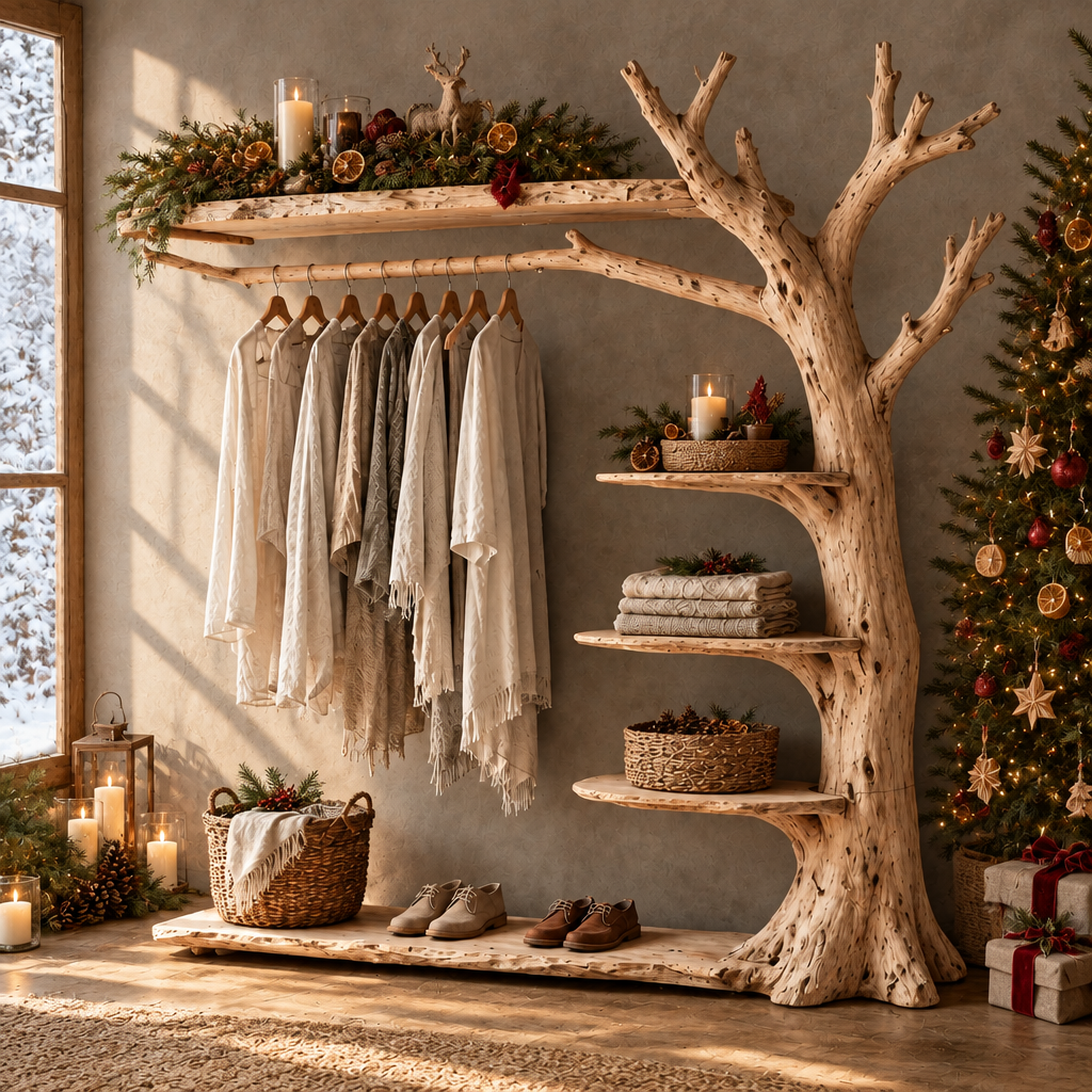Tidewood Branch Open Wardrobe in a Christmas living room