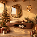 Mojave Sculpted Floating Vanity in a Christmas living room