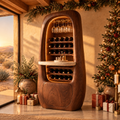 Mojave Sculpted Wine and Bar Cabinet in a Christmas living room