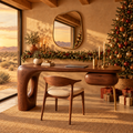 Mojave Sculpted Writing Desk in a Christmas living room