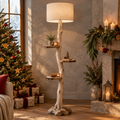 Tidewood Branch Floor Lamp with Shelves in a Christmas living room