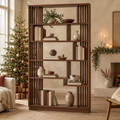 Halden Slatted Room Divider Shelf in a Christmas living room