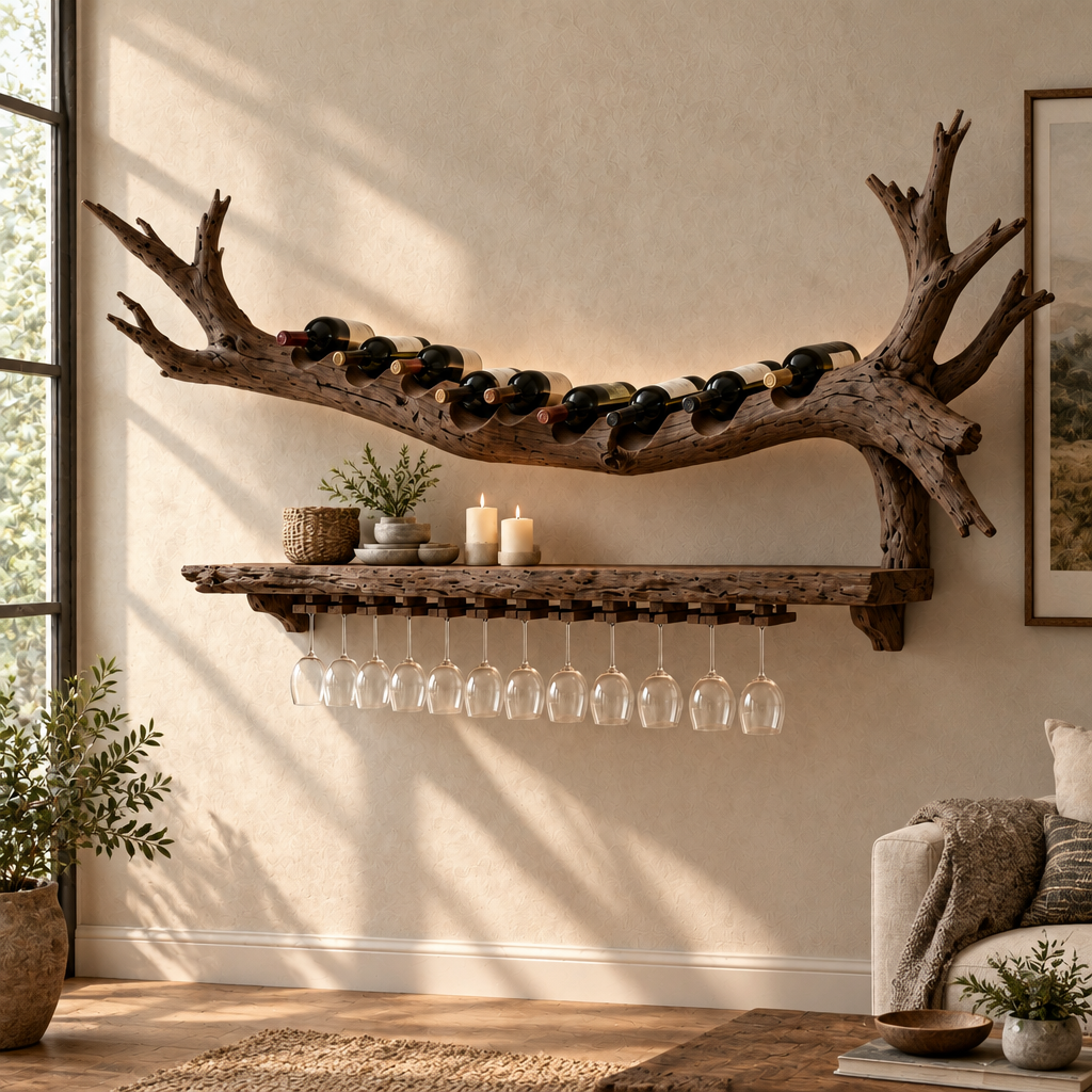 Tidewood Branch Wine Wall in Smoked Dark finish