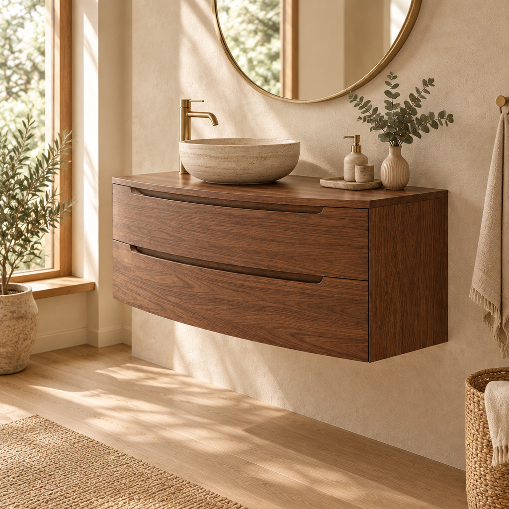 Sora Curved Floating Vanity side view