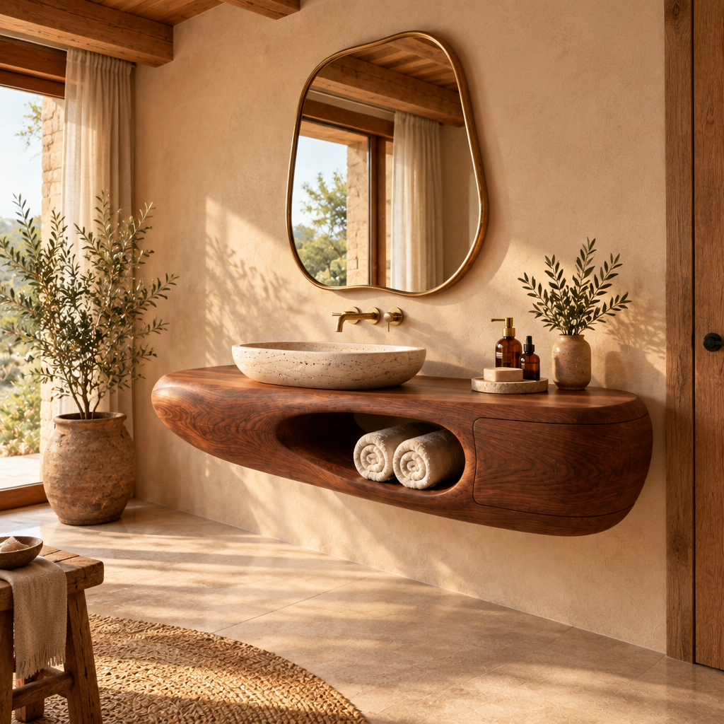 Mojave Sculpted Floating Vanity side view