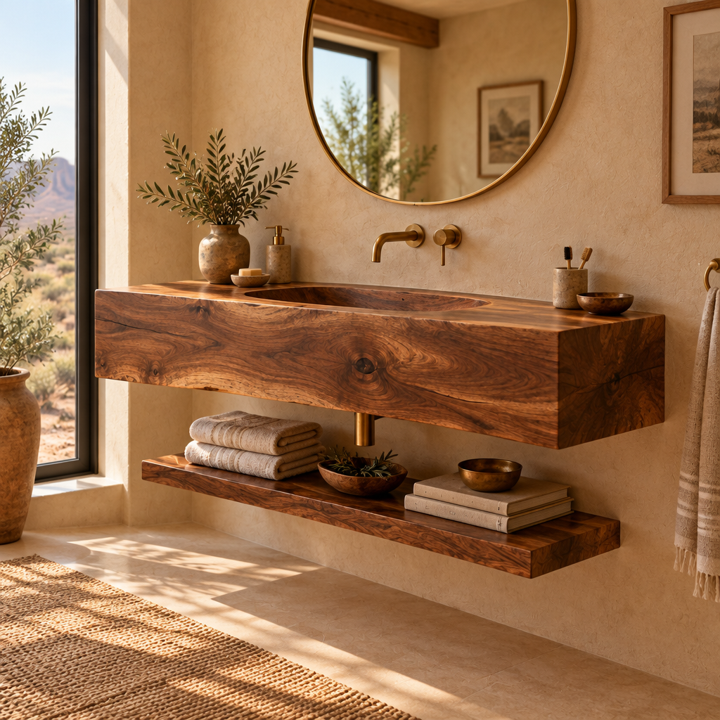 Mojave Carved Integrated-Sink Vanity side view