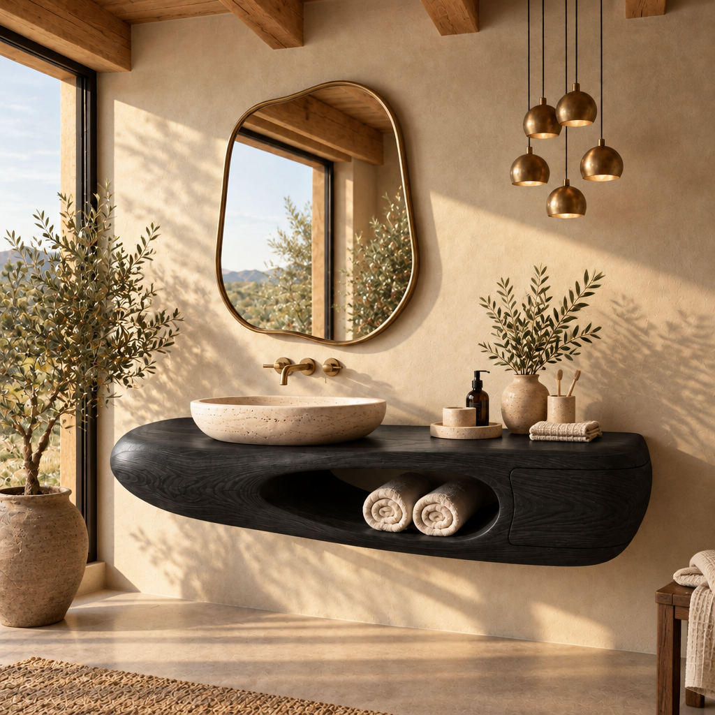 Mojave Sculpted Floating Vanity in Ebonized Black finish