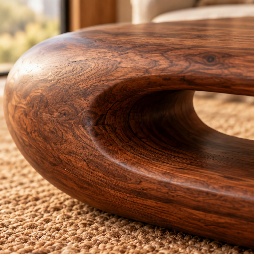 Mojave Pebble Coffee Table wood grain and joinery close-up