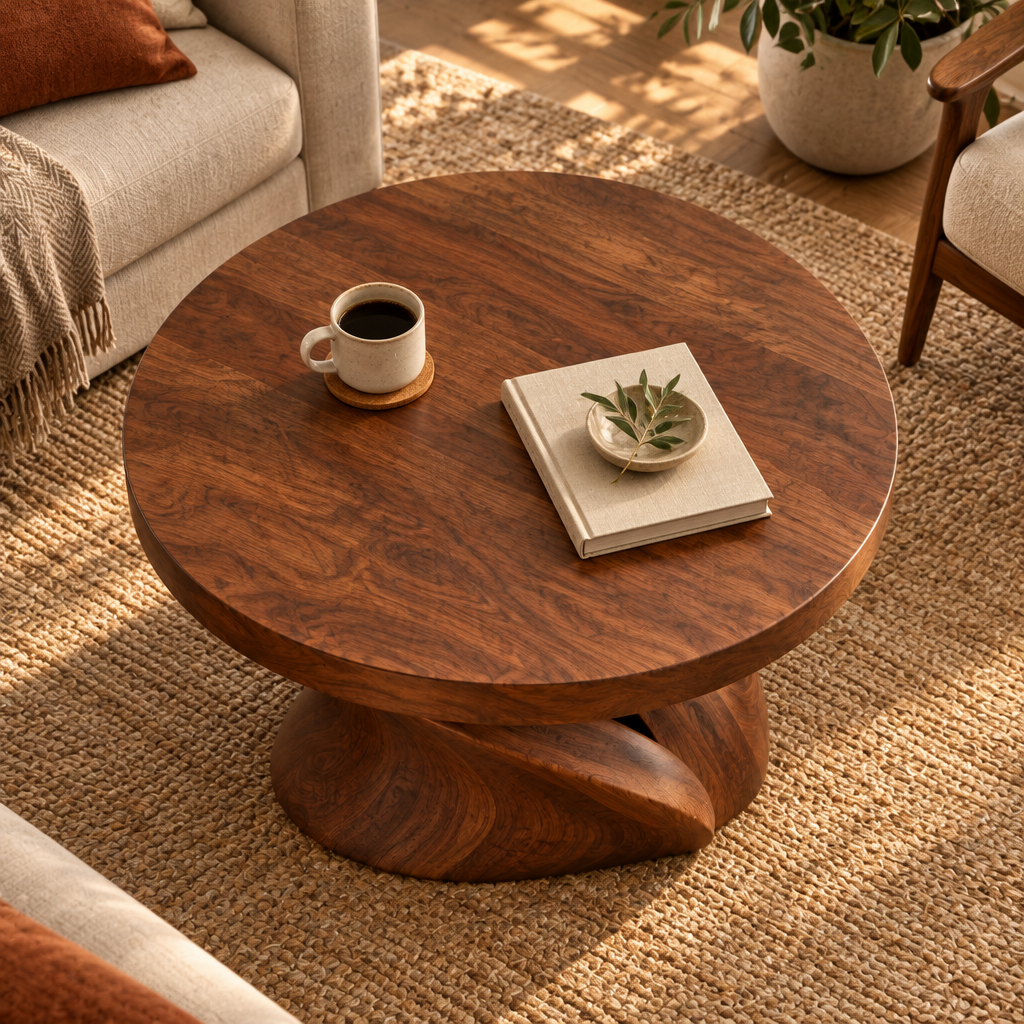 Mojave Sculpted Round Coffee Table in use