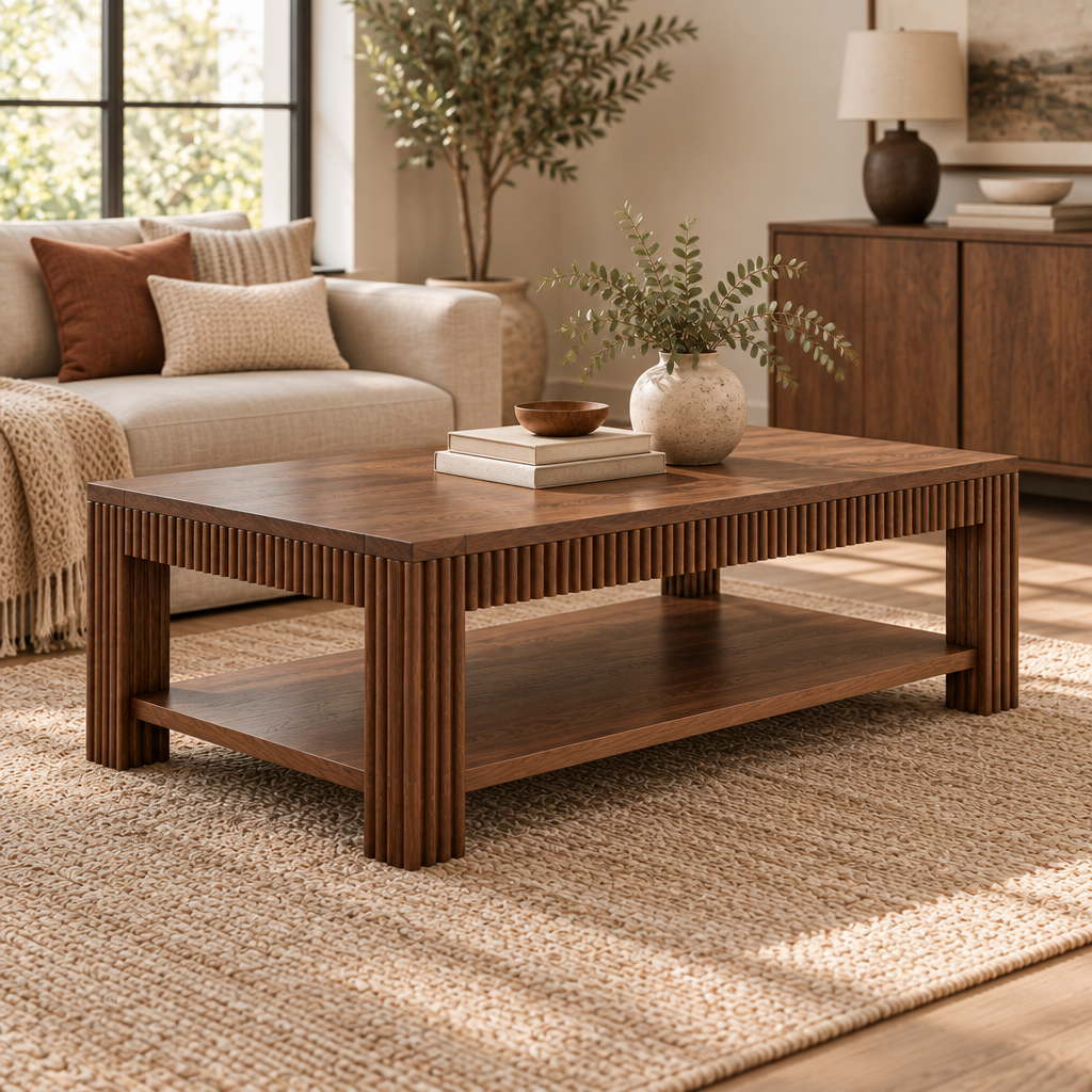 Halden Fluted Coffee Table side view