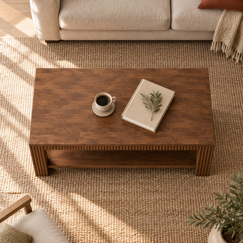 Halden Fluted Coffee Table in use
