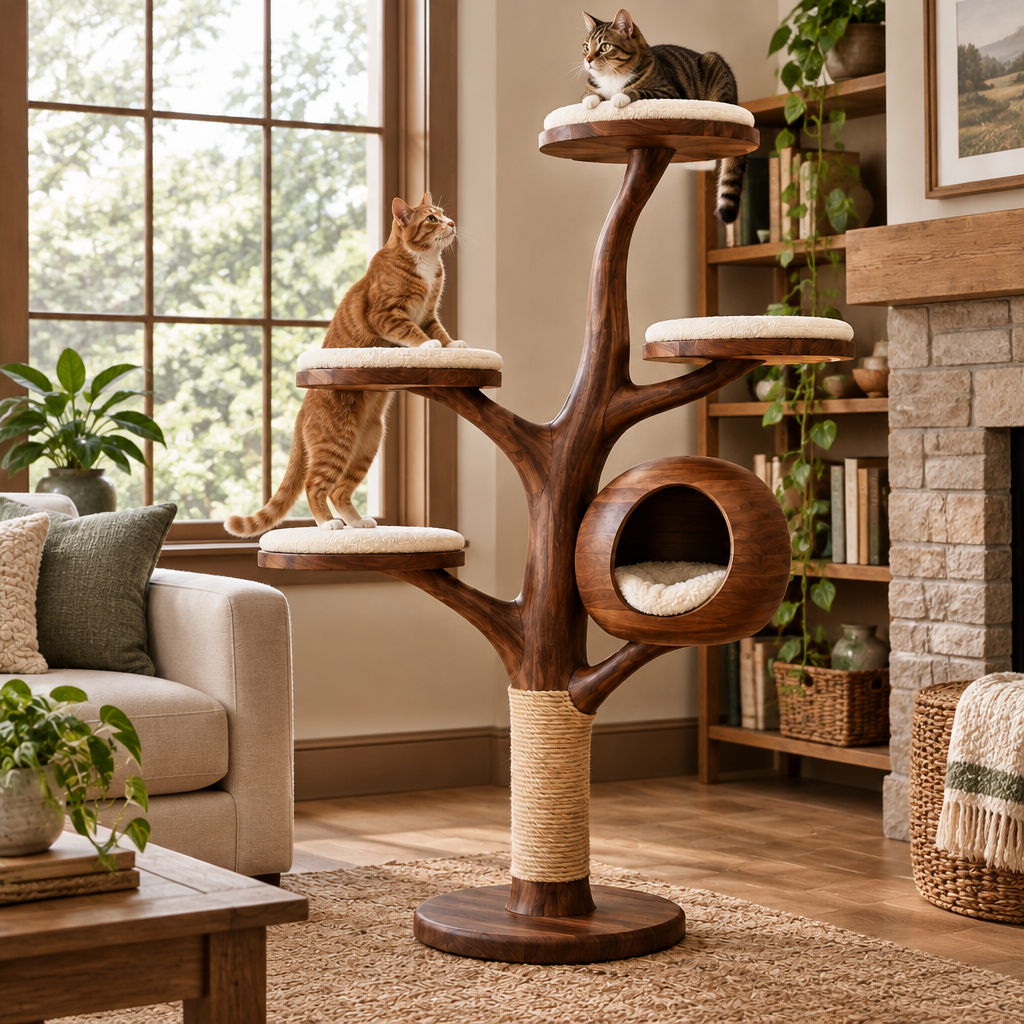 Rowan Tree Cat Tower in use