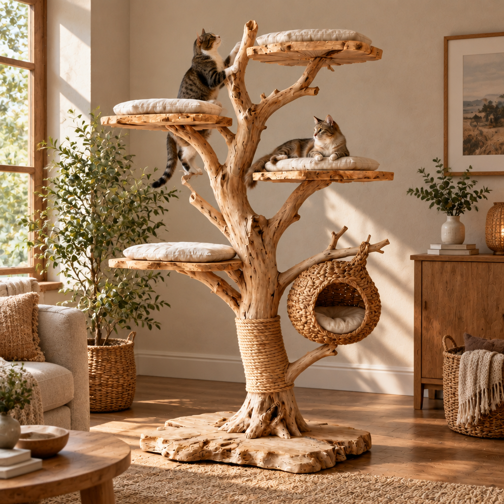 Tidewood Driftwood Cat Tree in use
