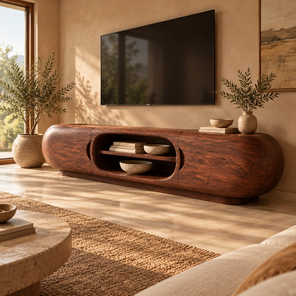 Mojave Sculpted Media Console side view