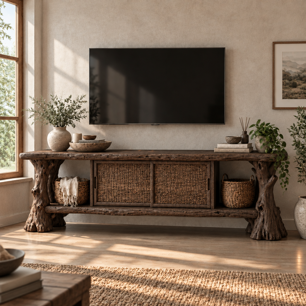 Tidewood Driftwood Media Console in Smoked Dark finish